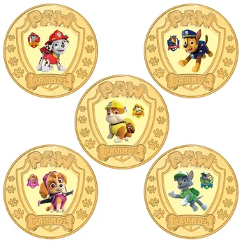 Laba Patrule Monedă Comemorativă De Desene Animate Figura Chase Marshall Rocky Moloz Skye Norocos Colectarea De Monede De Aur, Monede De Copii Cadou De Crăciun