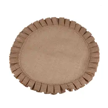 Fermă rustică Pânză groasă de sac Rotund Placemats Set de 4, Dimensiunea de 15 Cm Diametru