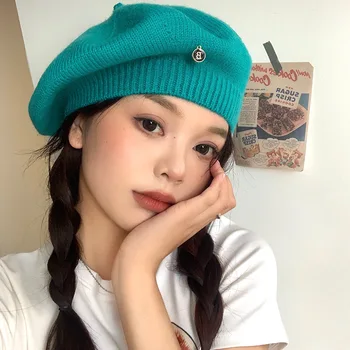 Japoneze Bereta Tricotate pentru Femei Toamna și Iarna Moale și Cald Versatil Pictor Pălărie Fată Temperament de Dovleac Simplu Capac