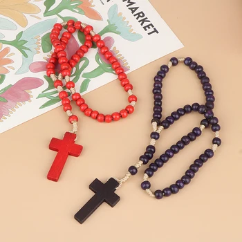 28CM lungime Cruce Rozariului Brățară Rugăciune Margele Creștin-Catolică de Religie Isus Colier Pandantiv Pentru Barbati Femei Bijuterii