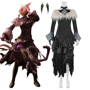 Final Fantasy XIV Y'shtola Rhul Cosplay Costum FF14 Iluzionist Negru Sexy Costume de Halloween Costum Carnaval