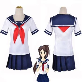 Yandere Simulator de Cosplay Ayano Aishi Costum JK Uniforma Joc Anime Cosplay Școală de Fete Sailor Costum Fusta Costume de Halloween