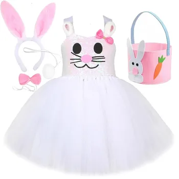 Paiete Cat Bunny Costume de Halloween pentru Fete pentru Copii de Vacanta de Paste Rochie Tutu pentru Copii Animal Iepure Tinuta de Ziua Haine Set