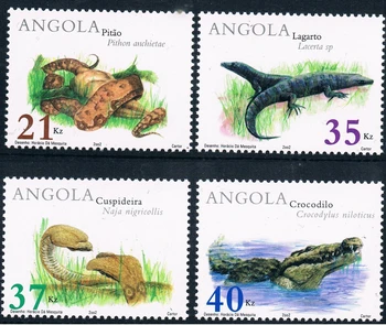 4buc/Set Noi Angola Post de Timbru 2002 Reptile Crocodil Stamps MNH