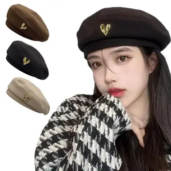Toamna Iarna Lână Berete, Pălării Pentru Femei Capac Plat Pălărie De Fetru Berete Fete Stil Coreean Artist Francez Bereta Strada Pictor Pălărie