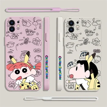 Anime Crayon Shin-chan Caz de Telefon Pentru Samsung Galaxy S23 S22 S21 S20 Ultra Plus FE S10 4G S9 S10E Nota 20 Cu Șnur Capac