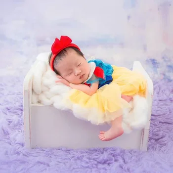 Nou-Născut Fotografie Îmbrăcăminte Zăpadă Rochie+Bentita Alba 2 Buc/Set Infant Fotografiere Prop Accesorii Studio Baby Girl Fotografie Costum