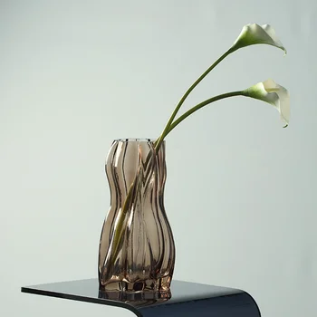 Nordic brun creative vaza de sticla restaurant casa ornamente decor hidroponice flori ware moderne accesorii simple