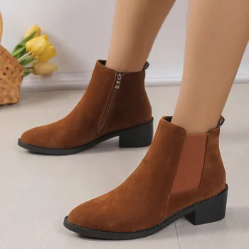 Pantofi pentru Femei 2023 Înaltă Calitate Slip-on Cizme pentru Femei de Moda Moderne Solid Cizme Femei Noi Subliniat Toe Glezna Cizme Zapatos